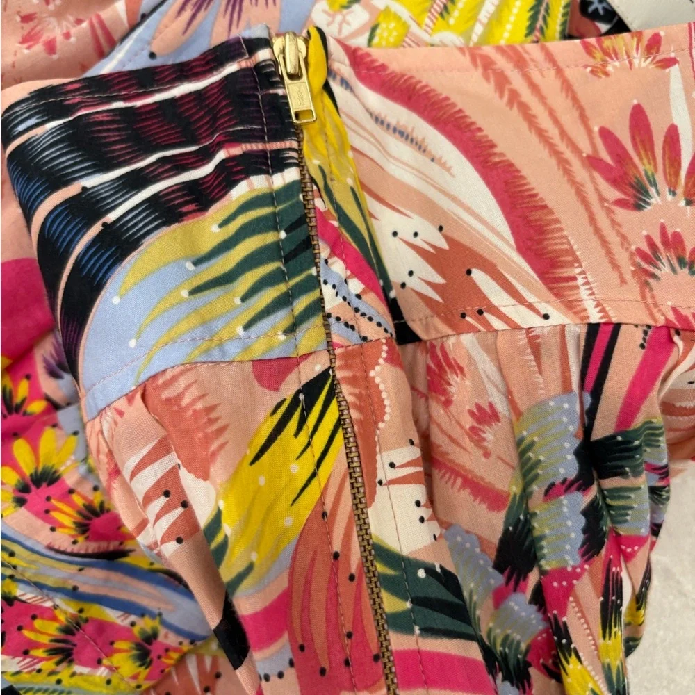 Anthropologie Leifsdottir Cotton Silk Tiered Floral Mini Skirt Size 4 - Picture 6 of 11